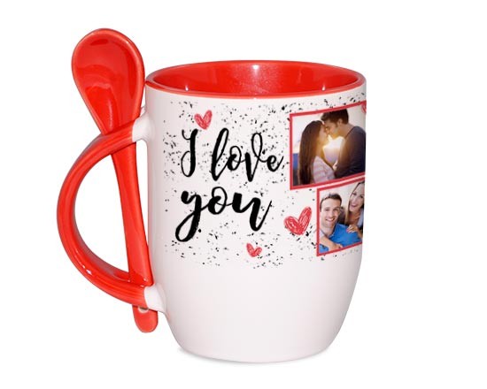 Tazza con Cucchiaino I love you collage