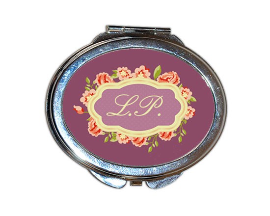 Specchietto ovale da borsetta Purple flowers