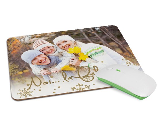 Tappetino Mouse in Legno Rettangolare White Christmas