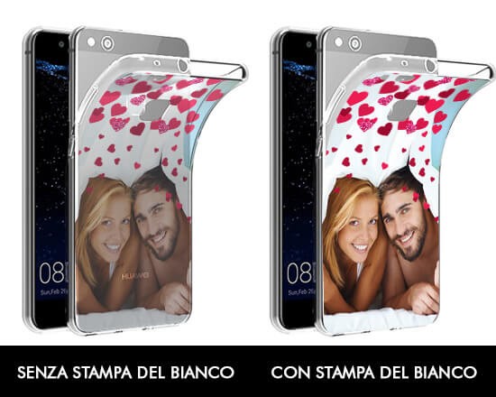 Cover trasparente Huawei P9 Lite Glitter hearts con e senza bianco