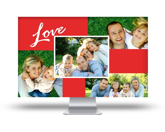 Un collage rosso per il tuo copri monitor