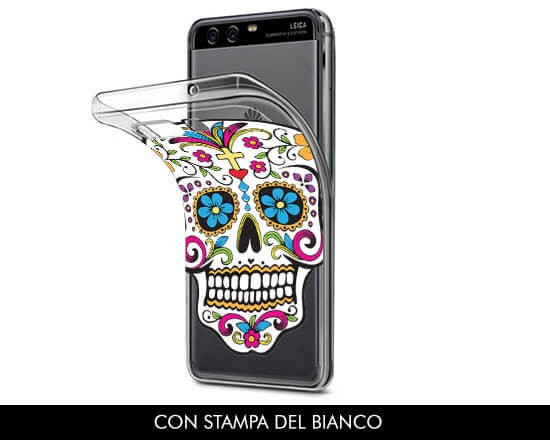 Cover trasparente Huawei P10 Teschio - con stampa del bianco
