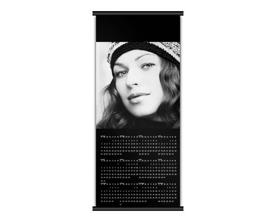 Calendario su pagina singola nel formato 30x70 con grafica nera