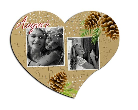 Puzzle in legno con pigne e rami