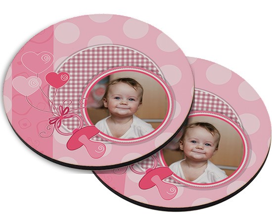 Sottobicchiere masonite tondo Rosa baby