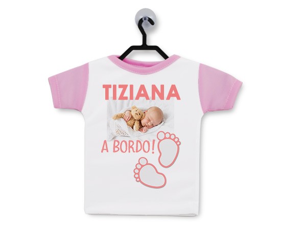 Mini t-shirt con grafica con impronte rosa