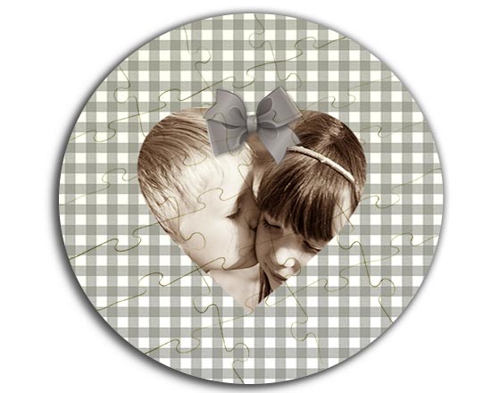 Puzzle di legno rotondo Shabby chic