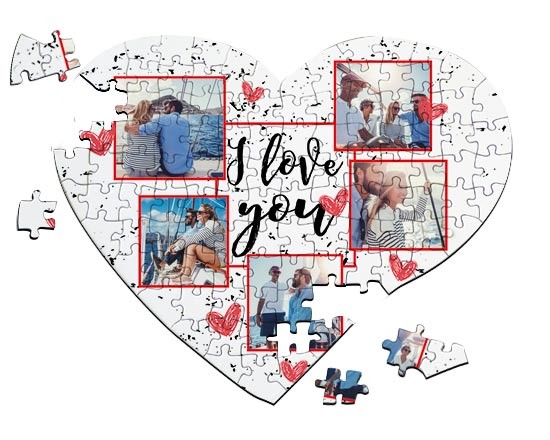 Puzzle a cuore A4 con grafica collage