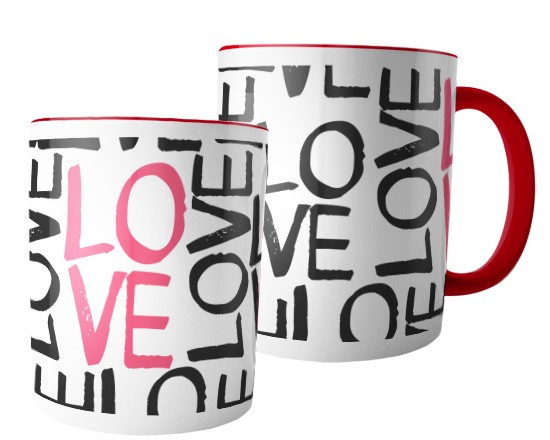 Scritte d'amore su tazza panoramica