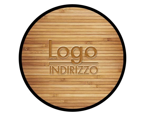 Zerbino rotondo in gomma con grafica effetto legno