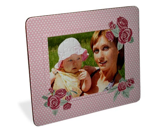 Rose e pois per il tuo puzzle con cornice