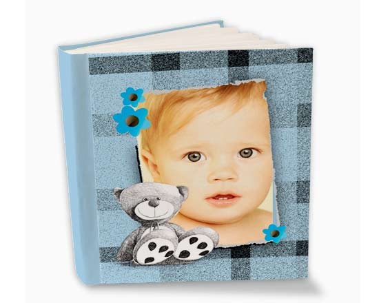 Album foto per bambini con grafica celeste