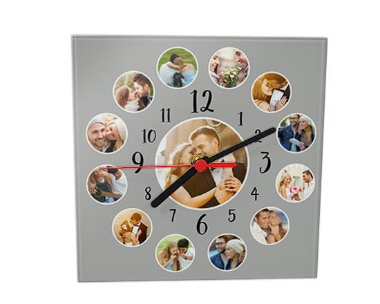 Crea il tuo foto orologio in vetro collage