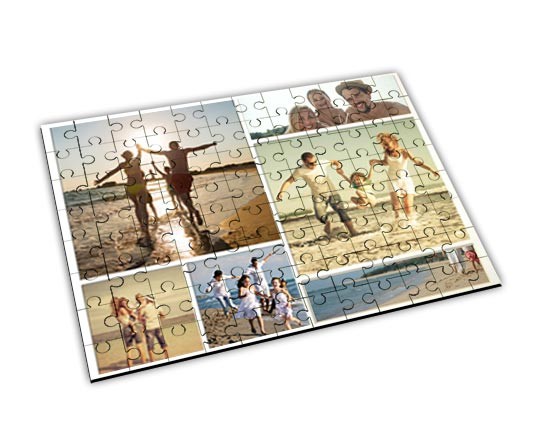 Un collage dai bordi bianchi su puzzle