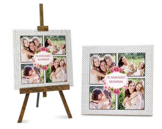 Mattonella Pois neri con rose