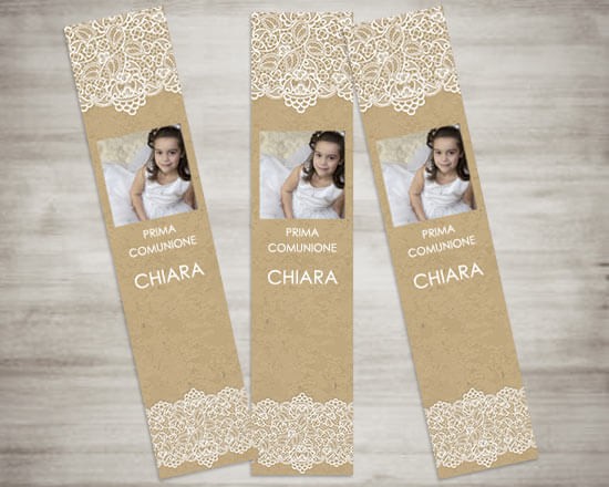 Segnalibro Laces personalizzato con grafica per la prima comunione