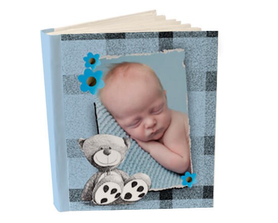 Album foto per bambini con grafica celeste