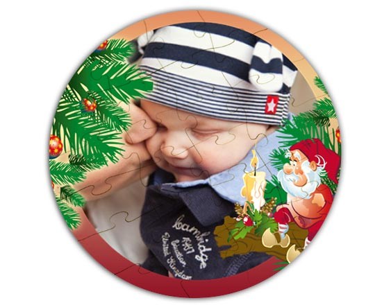 Grafica di natale su puzzle a cerchio in masonite